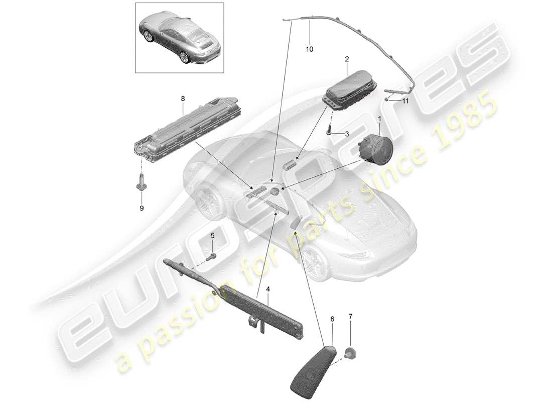 porsche 991 gen. 2 (2018) airbag part diagram