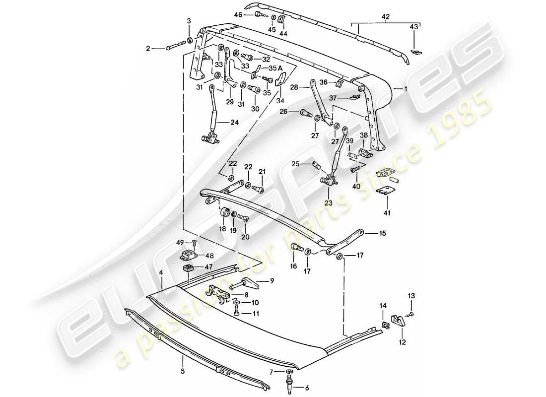 porsche 911 (1983) main bow - roof frame - single parts part diagram