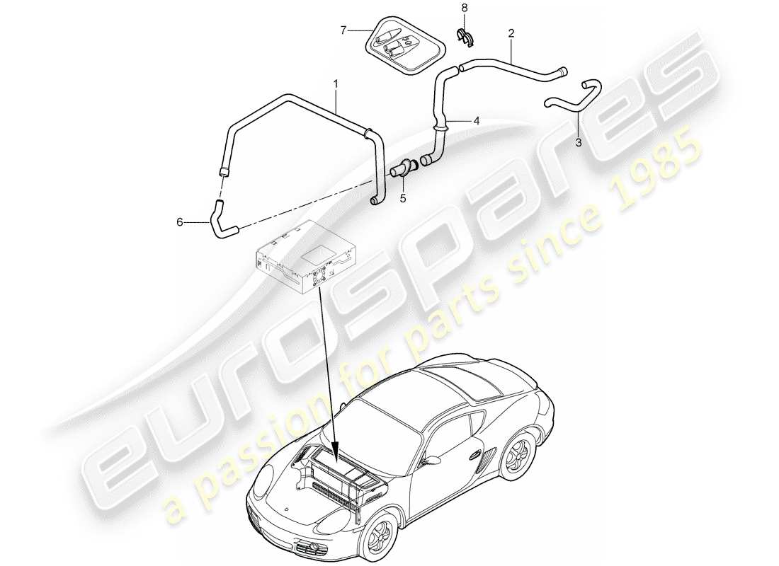 porsche cayman 987 (2010) luggage compartment parts diagram