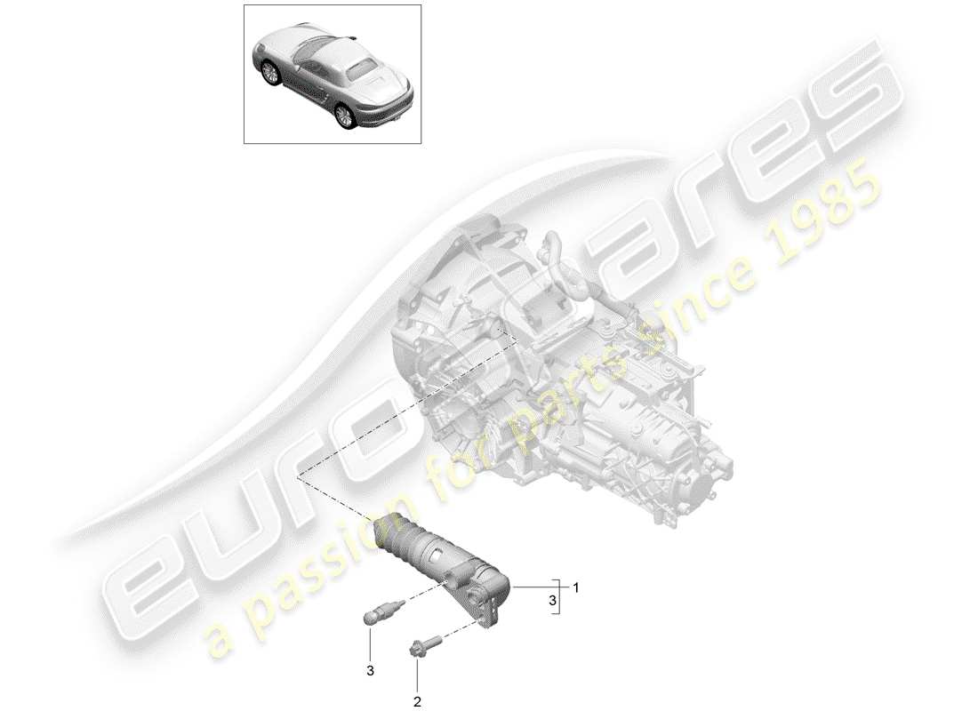 porsche 718 boxster (2017) clutch slave cylinder part diagram