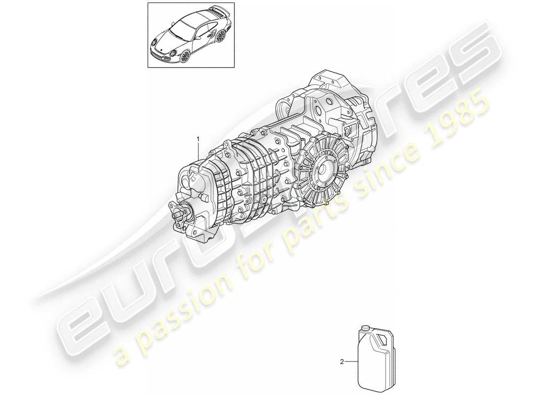 porsche 911 t/gt2rs (2011) replacement transmission parts diagram