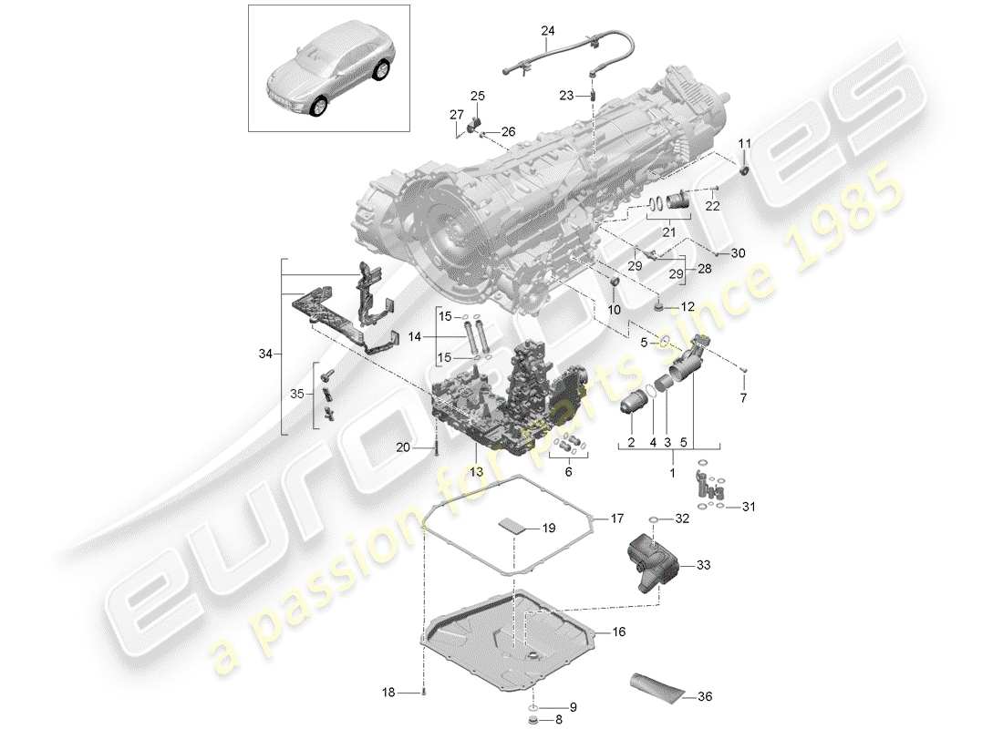 porsche macan (2018) - pdk - part diagram