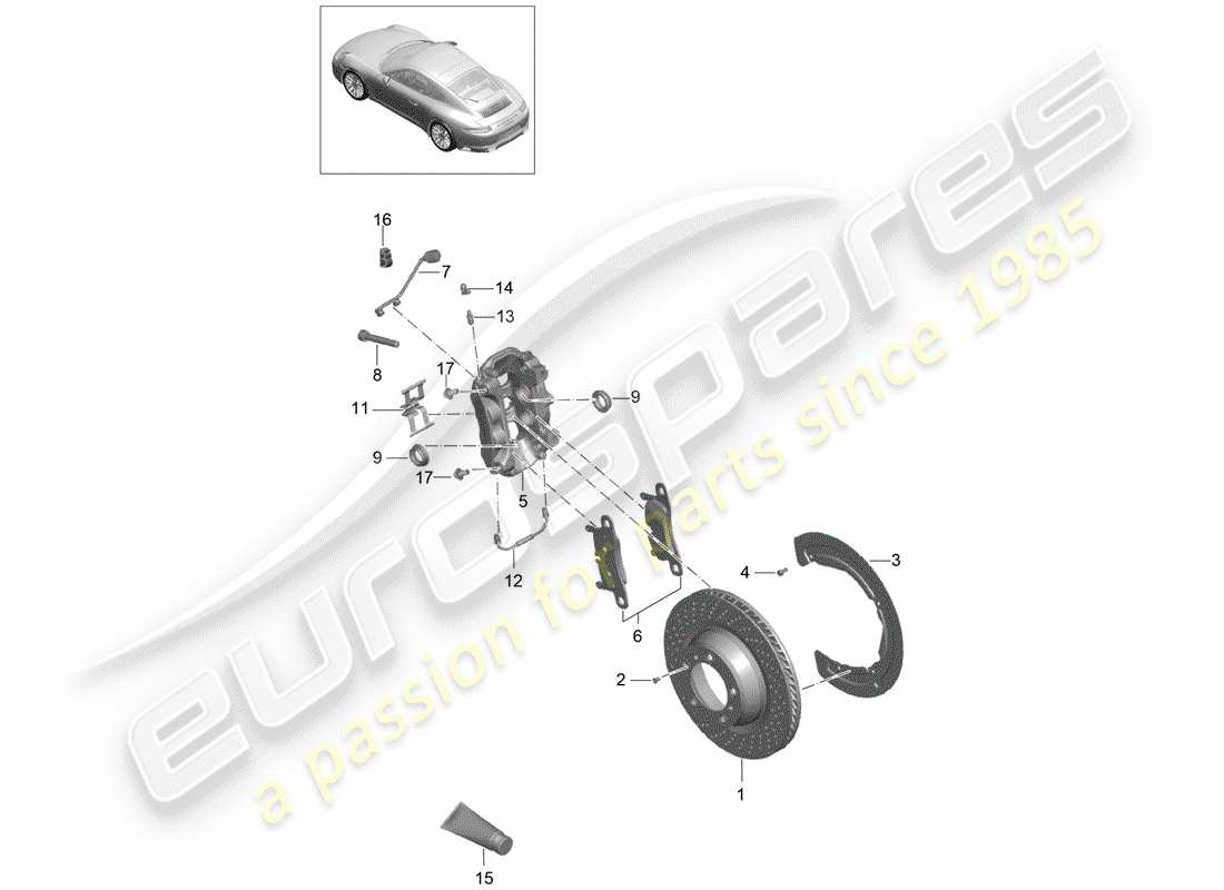 porsche 991 turbo (2019) disc brakes part diagram