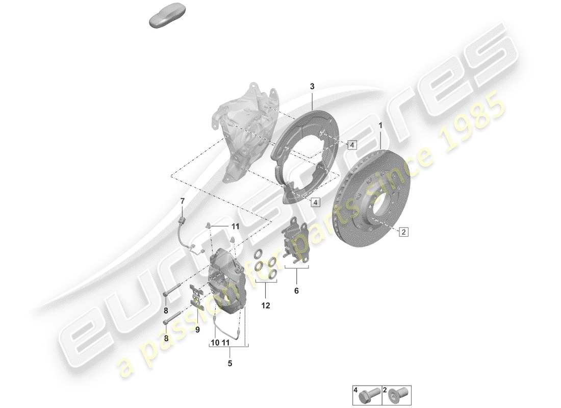 porsche 992 (2020) disc brakes part diagram