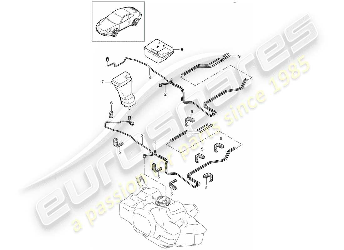porsche 997 gen. 2 (2010) fuel system parts diagram