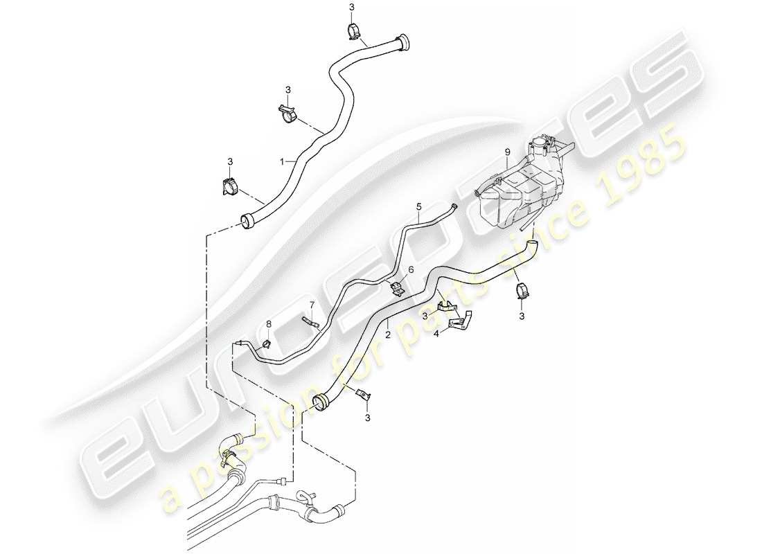 porsche 997 (2007) water cooling 1 parts diagram