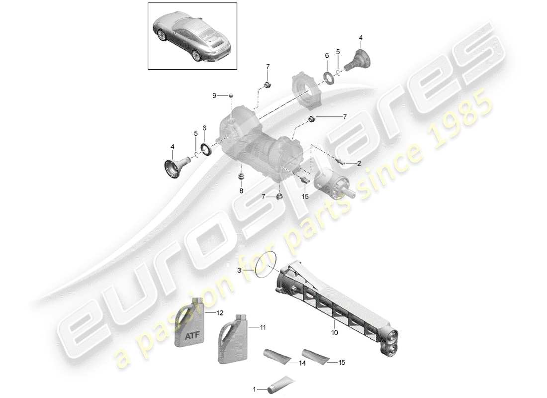 porsche 991 gen. 2 (2019) front axle differential part diagram