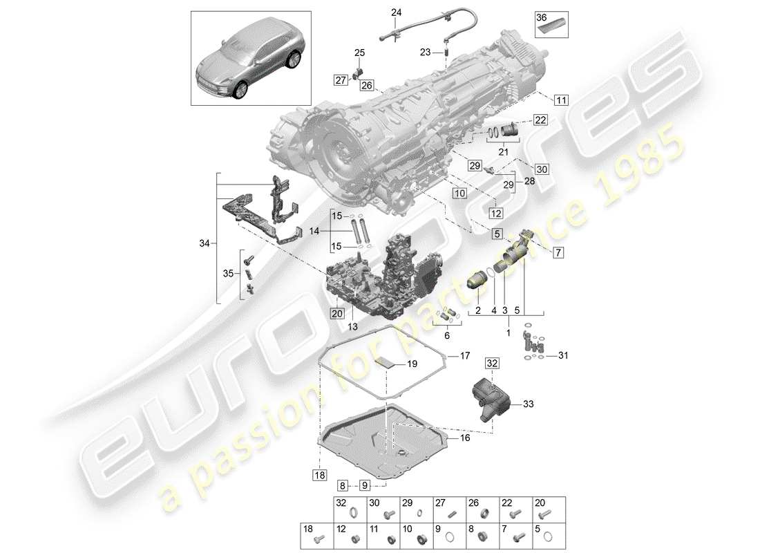 porsche macan (2020) - pdk - part diagram