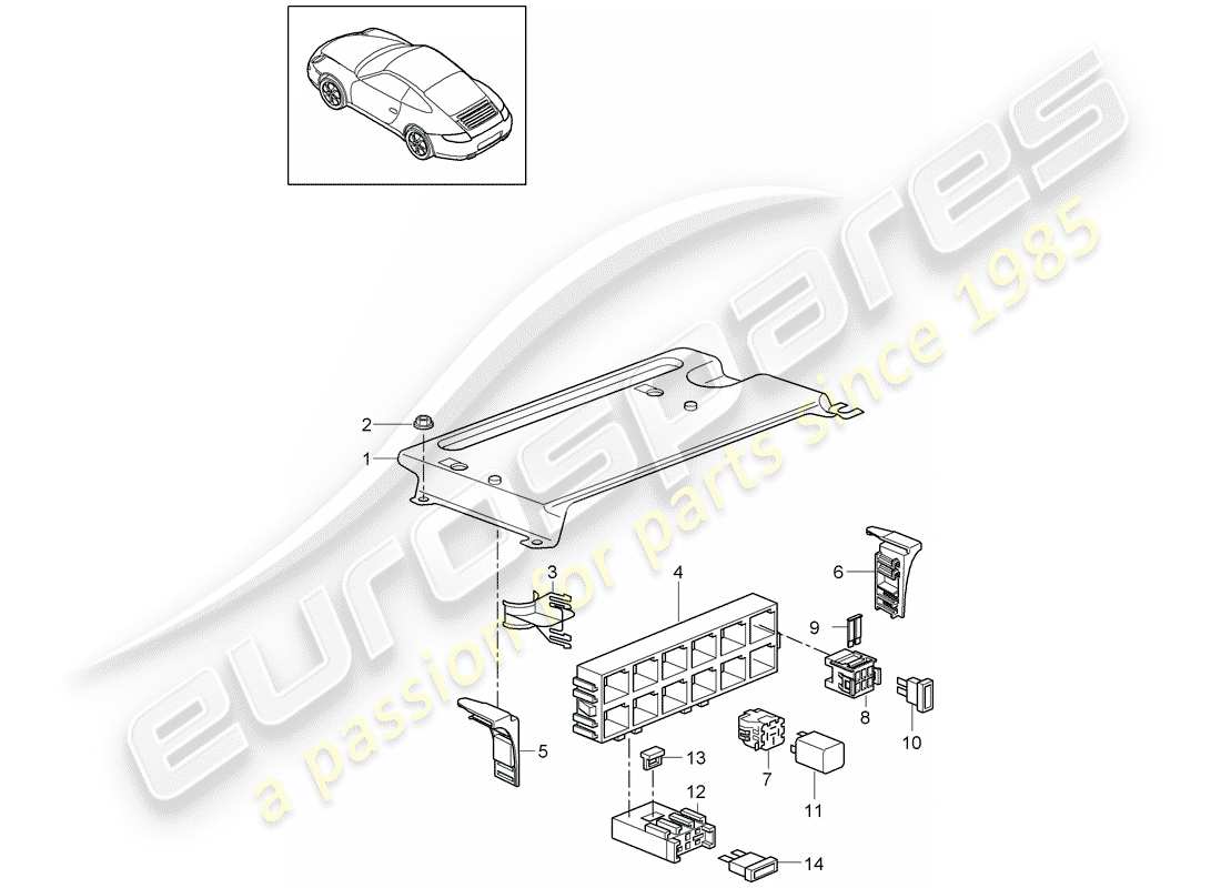 porsche 997 gen. 2 (2012) fuse box/relay plate part diagram