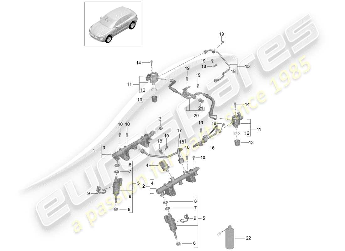 porsche macan (2014) fuel collection pipe part diagram