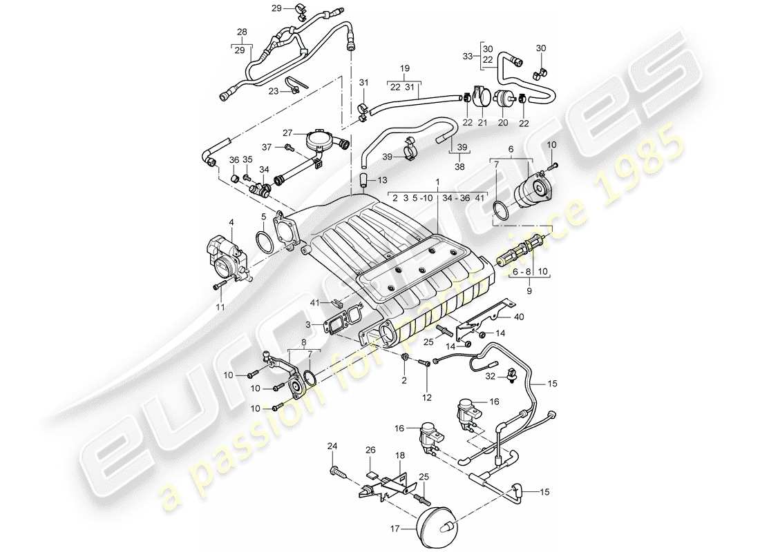 porsche cayenne (2004) intake manifold parts diagram