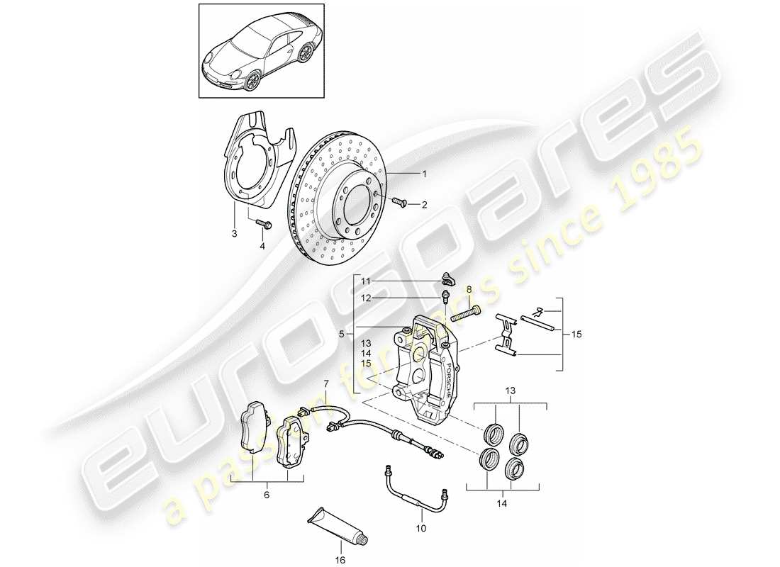 porsche 997 gen. 2 (2012) disc brakes part diagram