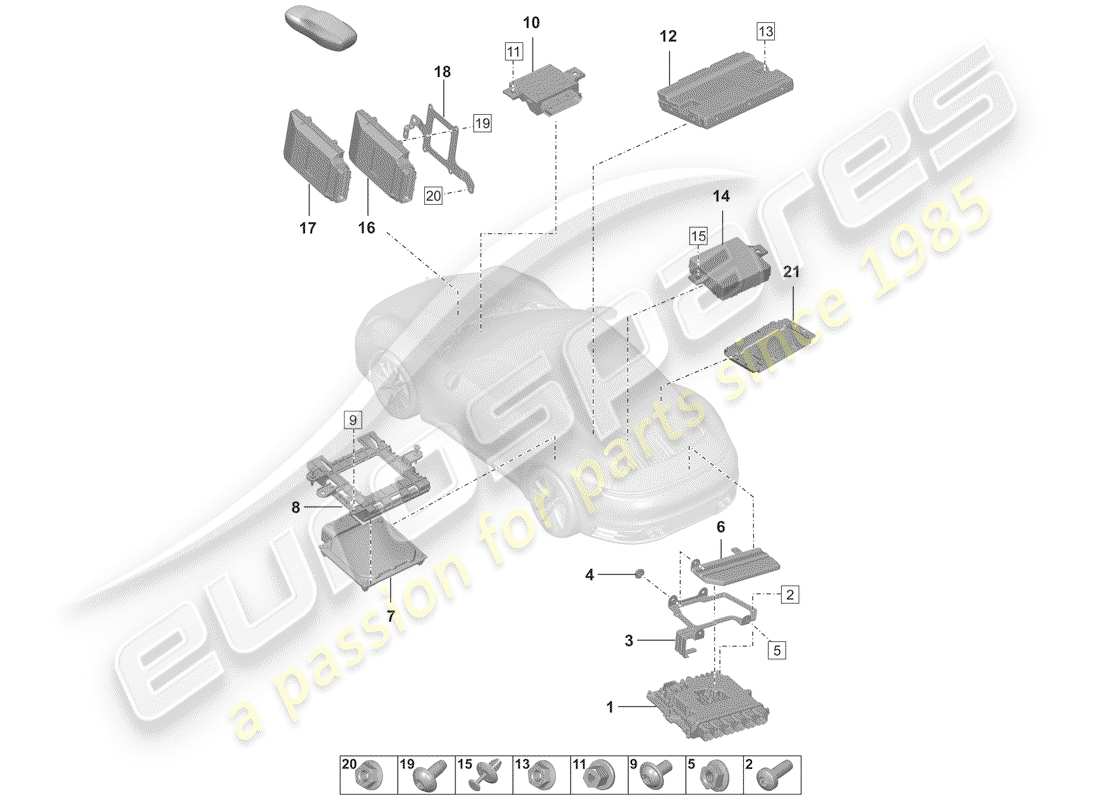 porsche 992 (2020) control units part diagram