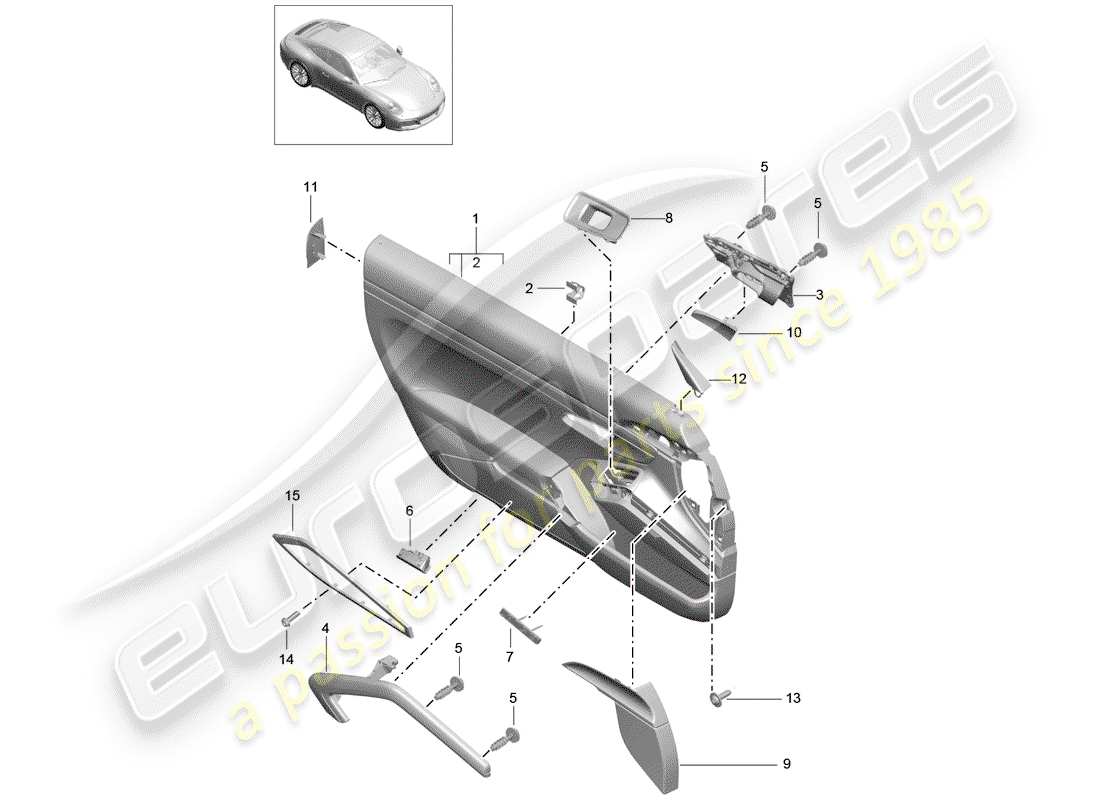 porsche 991 gen. 2 (2019) door panel part diagram