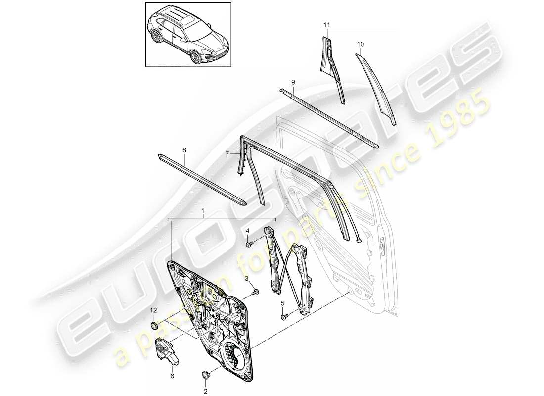 porsche cayenne e2 (2013) window regulator part diagram