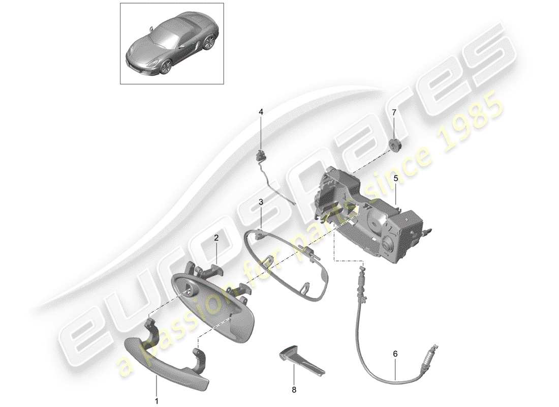 porsche boxster 981 (2013) door handle parts diagram