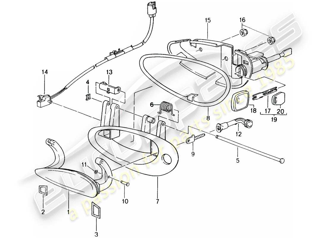 porsche 996 (2000) handle part diagram