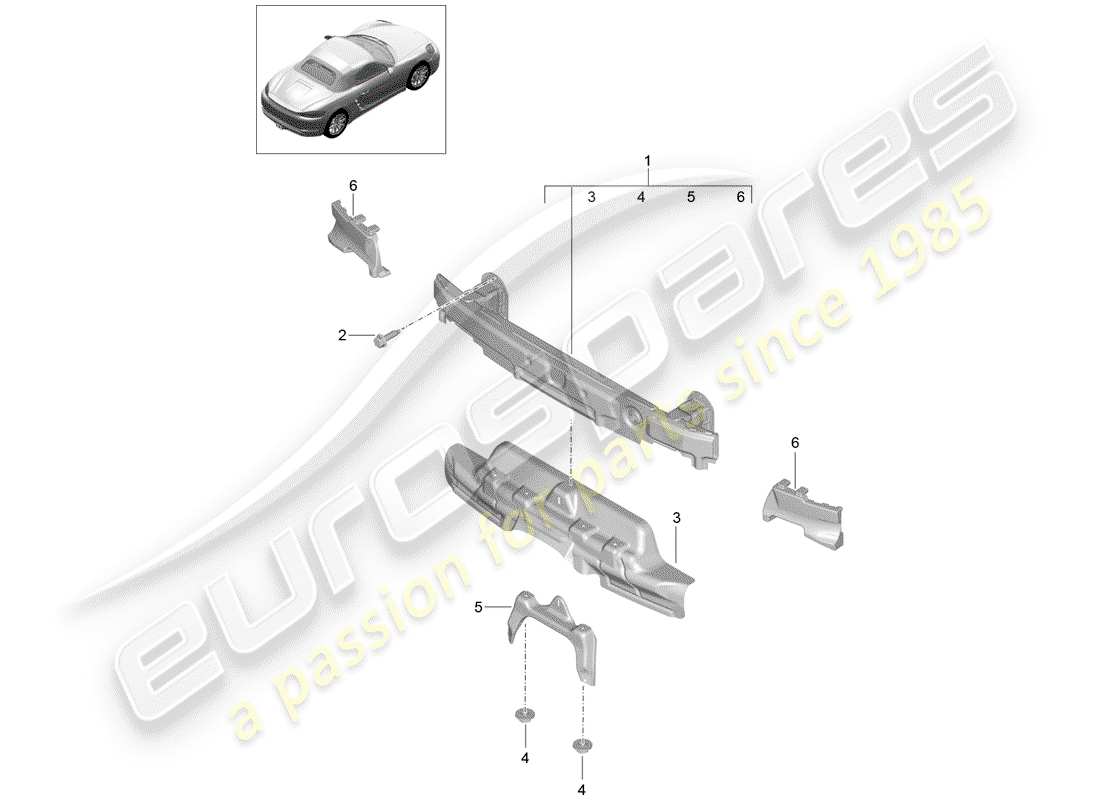 porsche 718 boxster (2020) bumper bracket part diagram