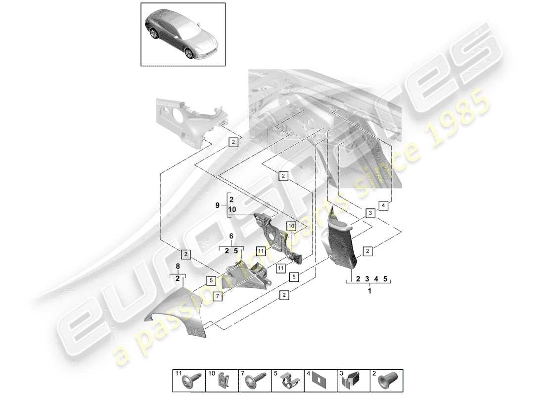 porsche panamera 971 (2017) lining part diagram