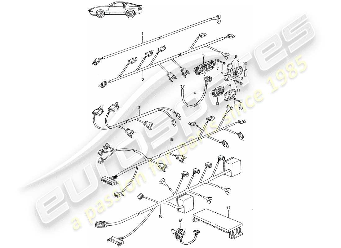 porsche seat 944/968/911/928 (1995) wiring harnesses - switch - seat - d - mj 1987>> parts diagram