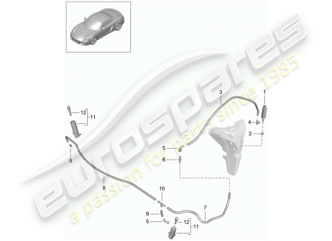 porsche boxster 981 (2013) headlight washer system parts diagram