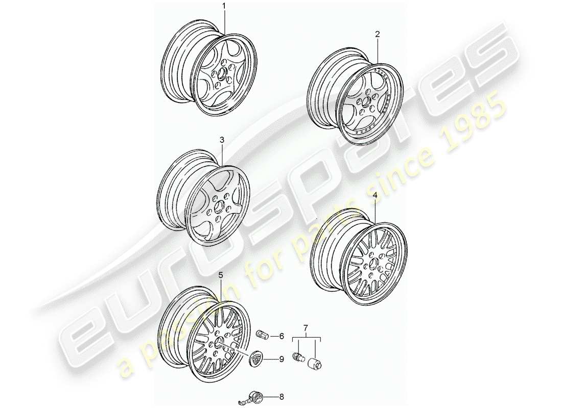 porsche tequipment catalogue (2011) alloy wheel parts diagram