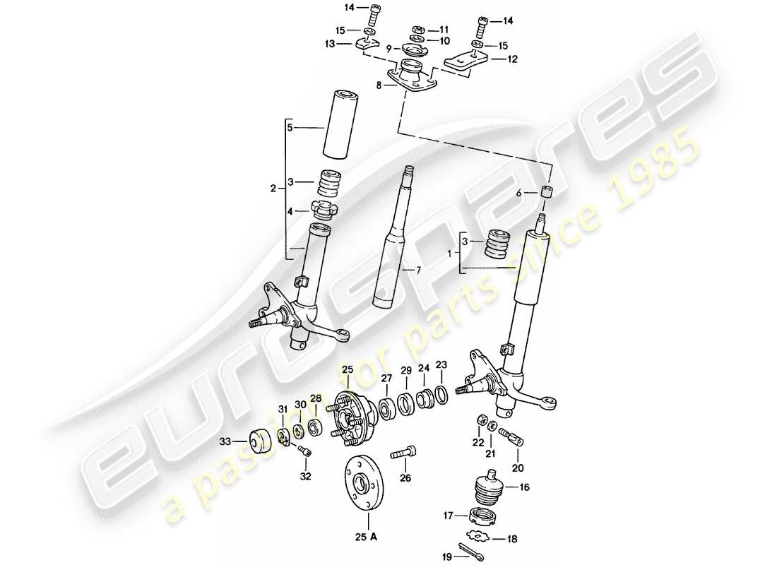 porsche 911 (1983) shock absorber strut - lubricants parts diagram