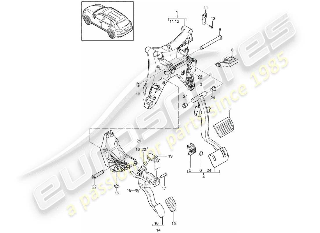 porsche cayenne e2 (2016) pedals part diagram