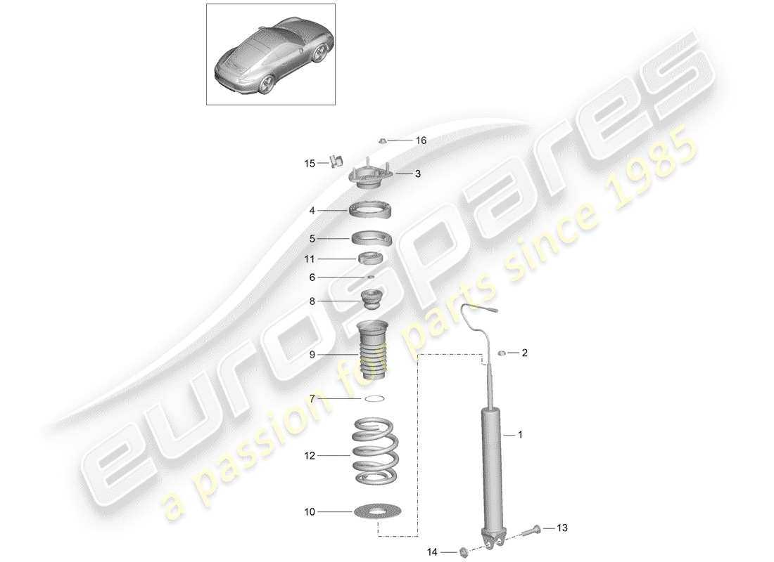 porsche 991 (2012) shock absorber part diagram