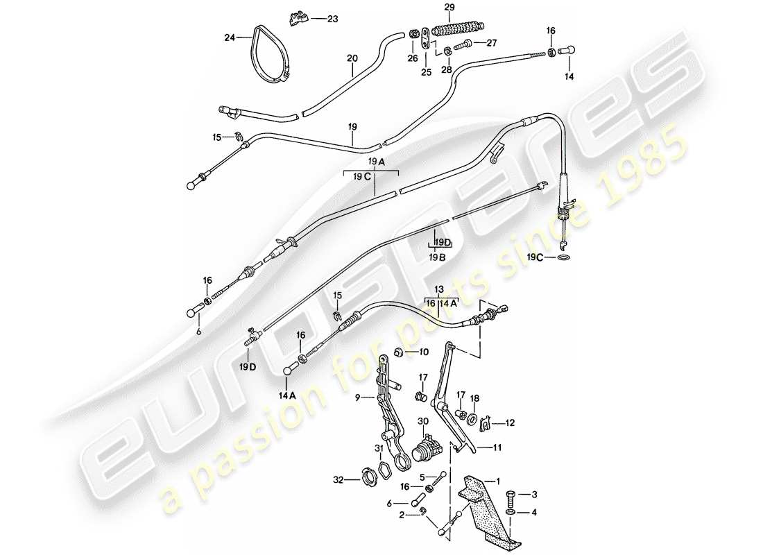 porsche 928 (1985) throttle control parts diagram