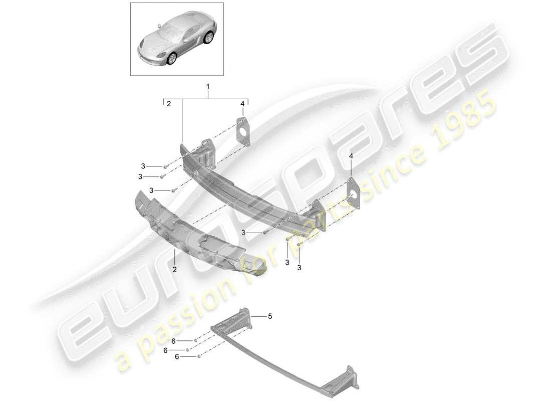 porsche 718 cayman (2019) bumper bracket part diagram