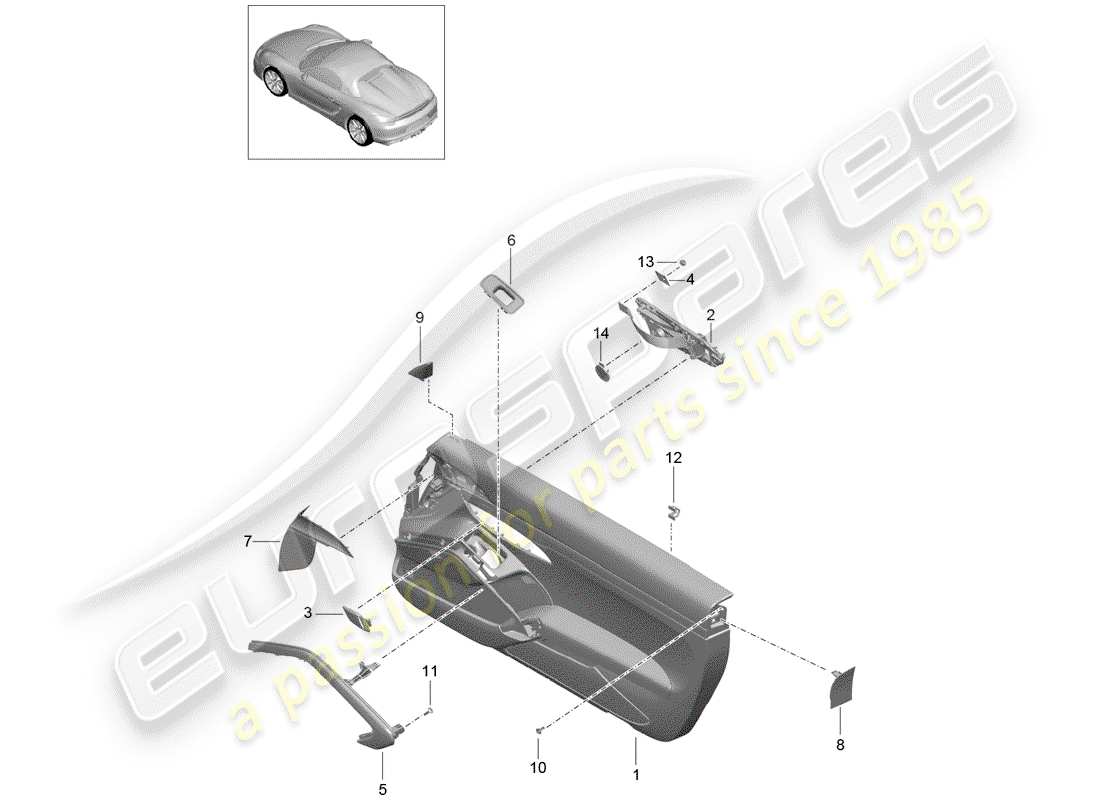 porsche 2016 door panel part diagram