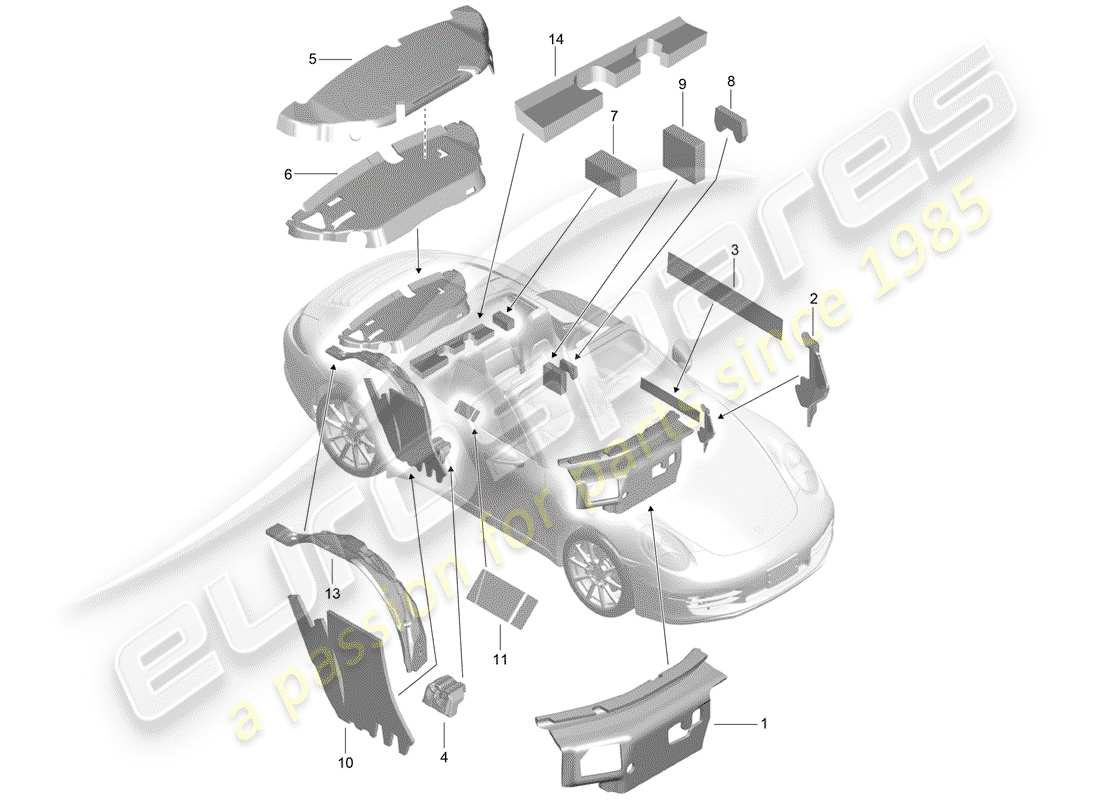 porsche 991 (2012) body shell part diagram