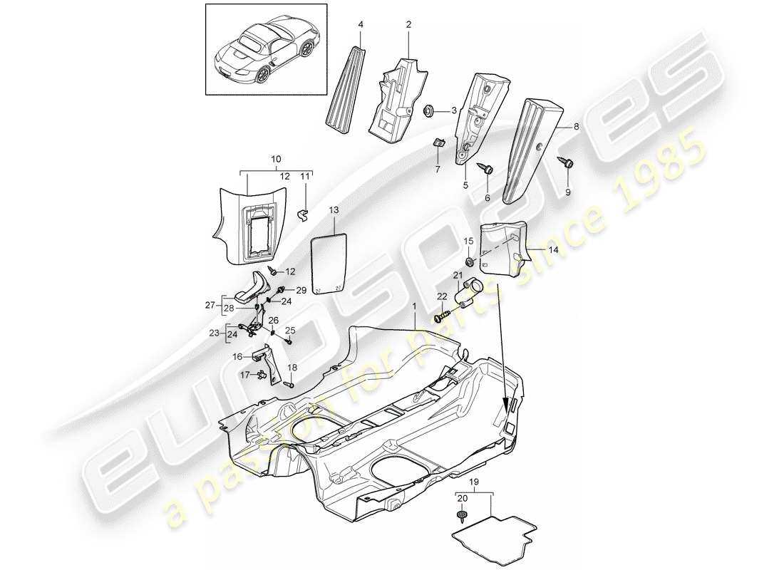 porsche boxster 987 (2012) interior equipment part diagram
