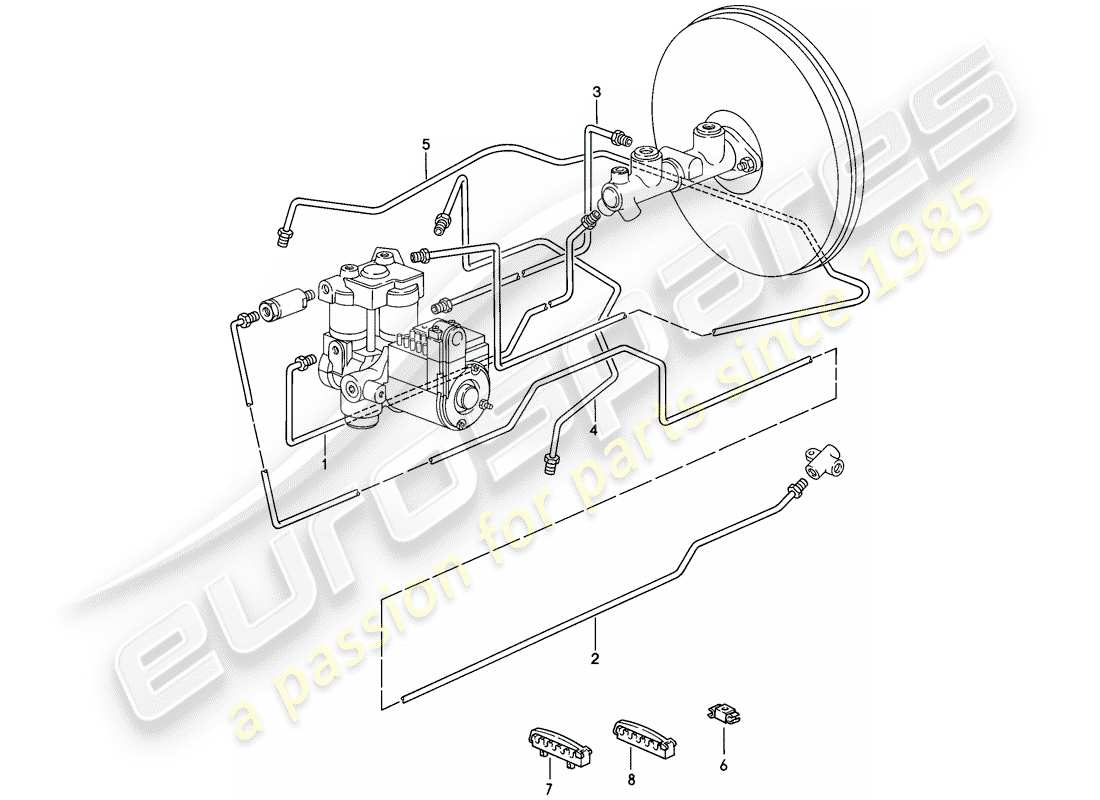 porsche 928 (1983) brake lines - anti-locking brake syst. -abs- - d - mj 1984>> part diagram