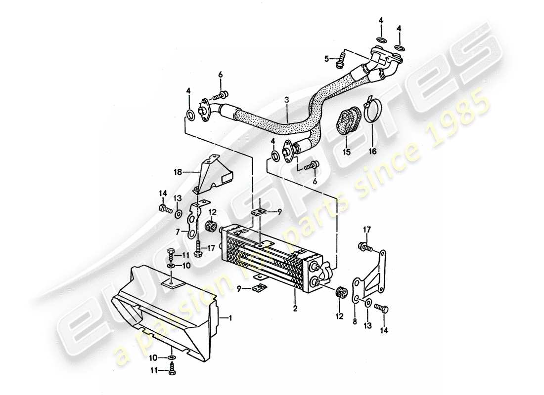 porsche 968 (1994) oil cooling part diagram