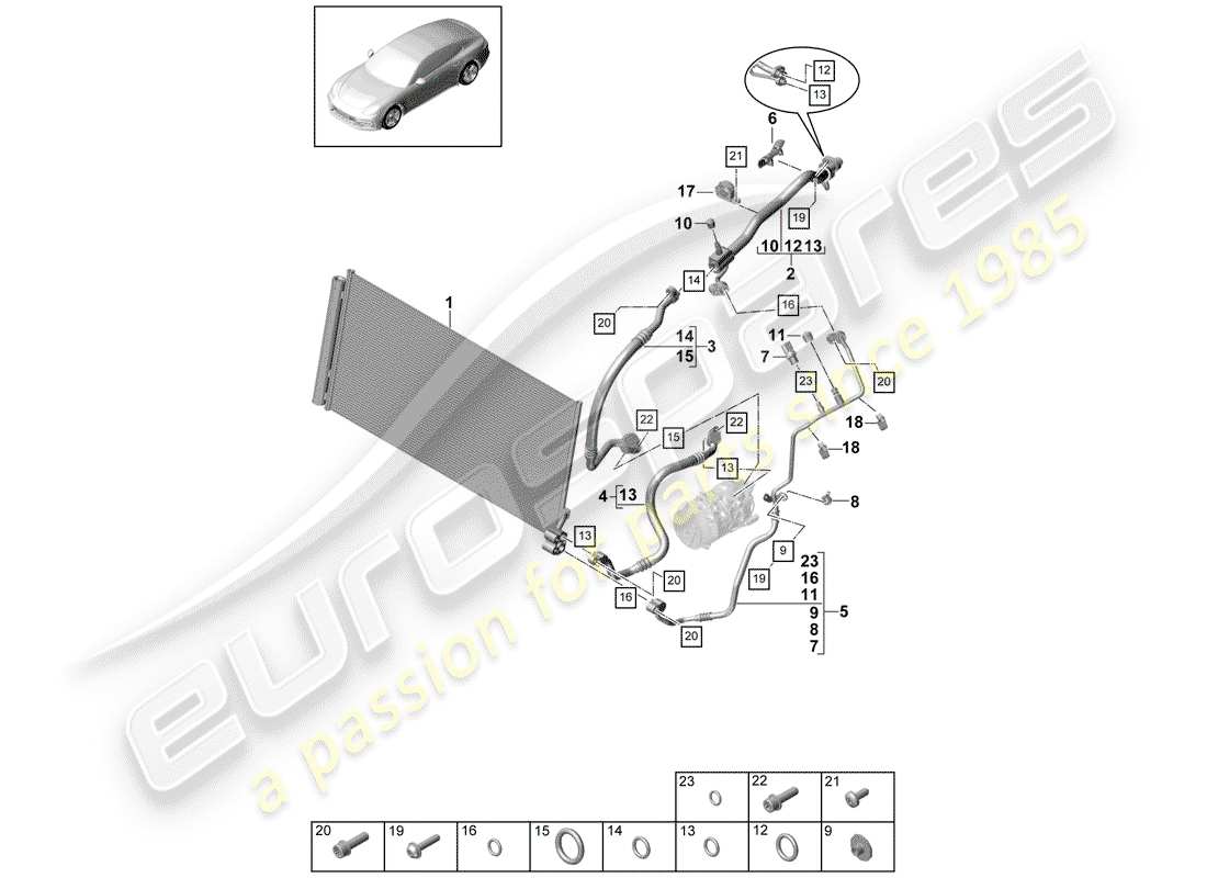 porsche panamera 971 (2019) refrigerant circuit parts diagram