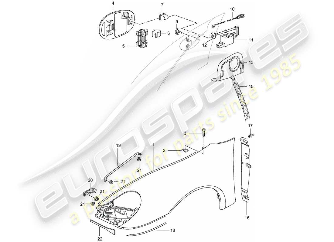 porsche 996 (2000) fender part diagram