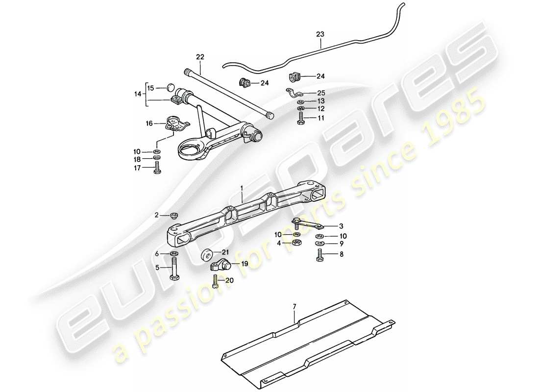 porsche 911 (1985) front axle - stabilizer part diagram