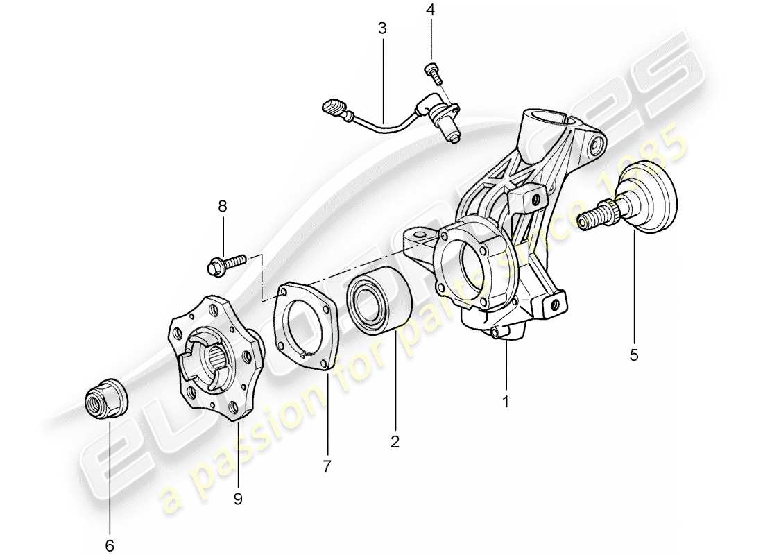 porsche cayman 987 (2006) wheel carrier part diagram