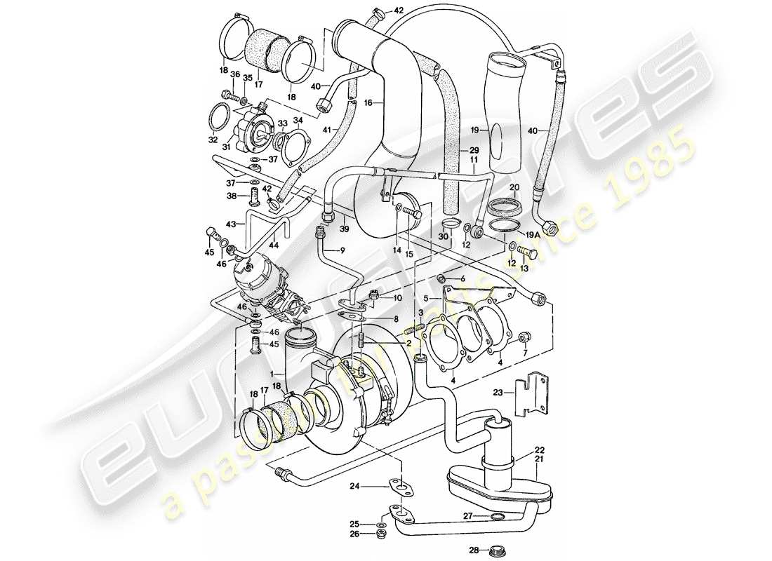 porsche 911 (1982) turbocharging part diagram