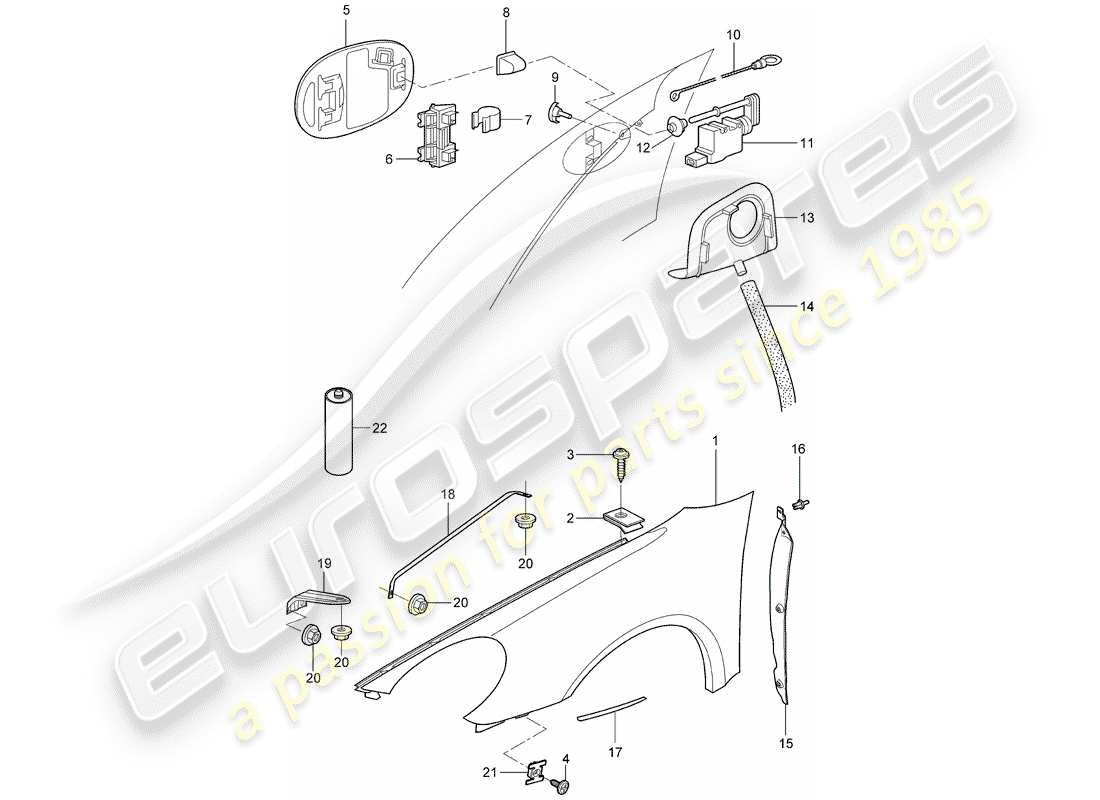 porsche cayman 987 (2006) fender part diagram