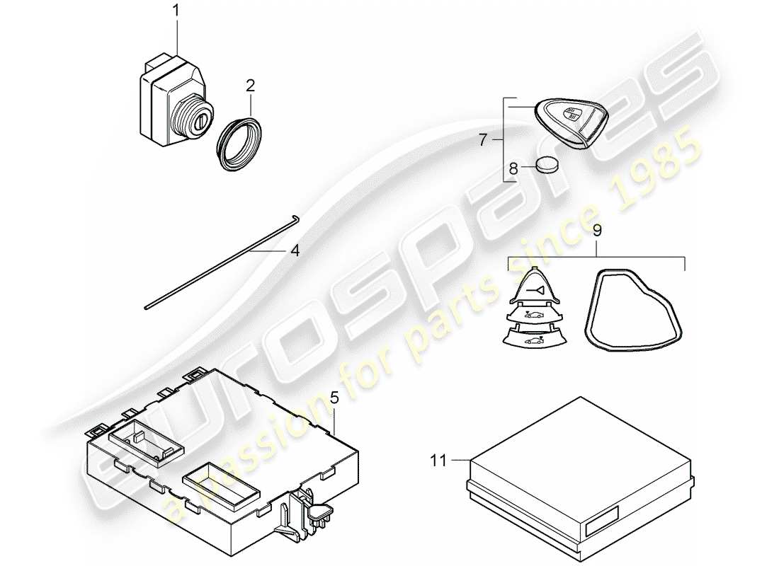 porsche cayman 987 (2006) control units part diagram