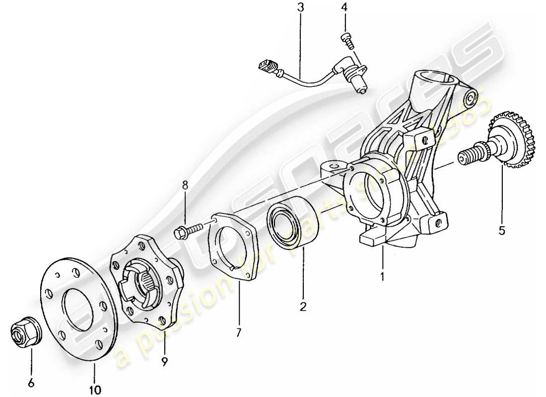 porsche 996 gt3 (2004) wheel carrier - wheel hub part diagram