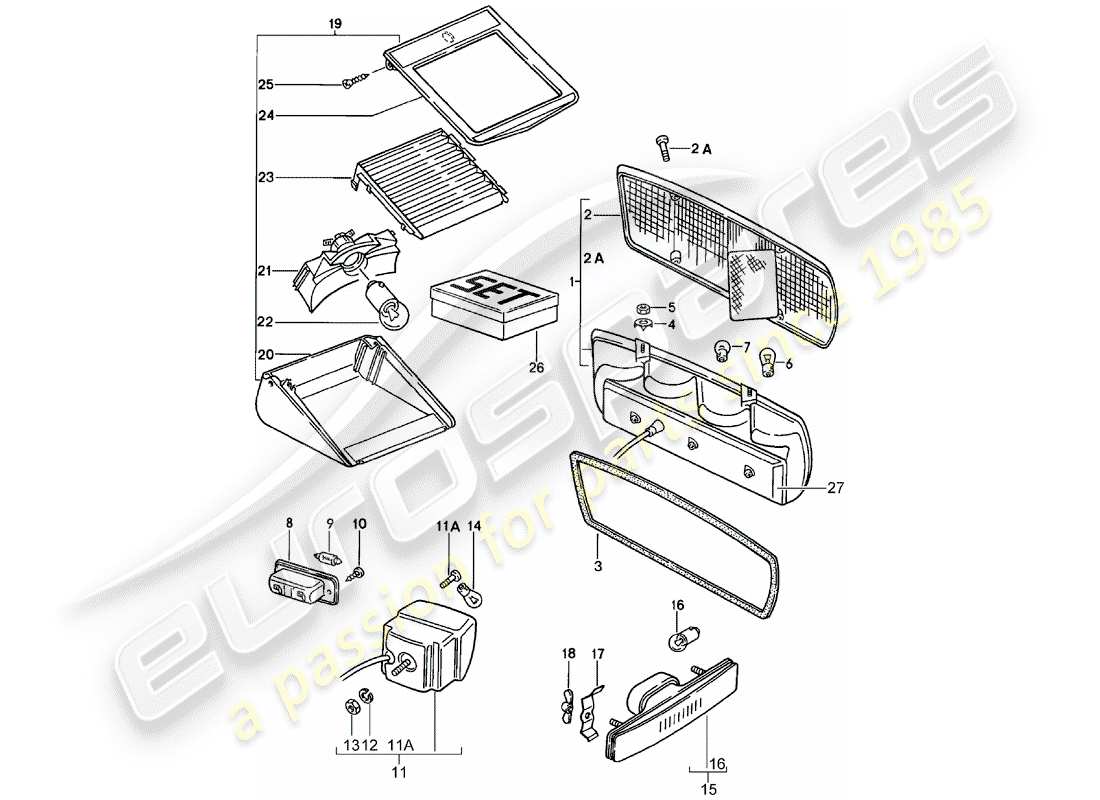 porsche 928 (1986) rear light part diagram