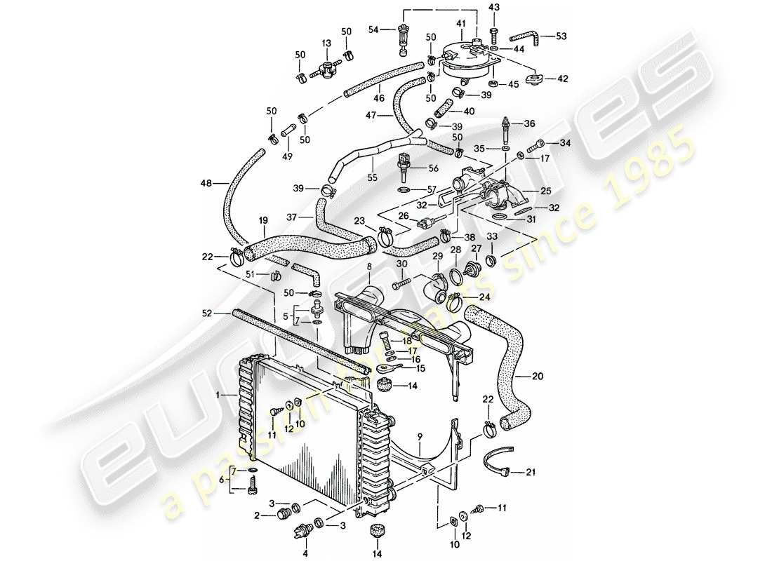 porsche 928 (1984) water cooling parts diagram