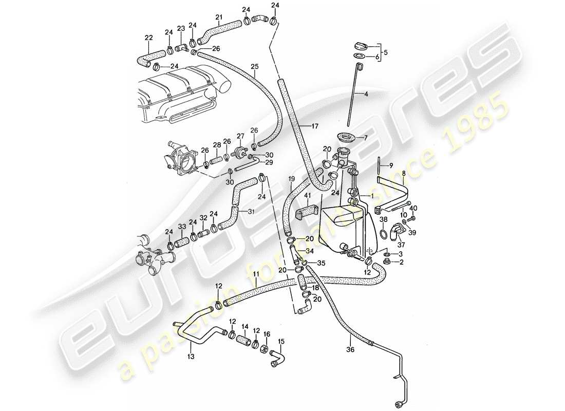 porsche 959 (1988) engine lubrication - oil tank part diagram