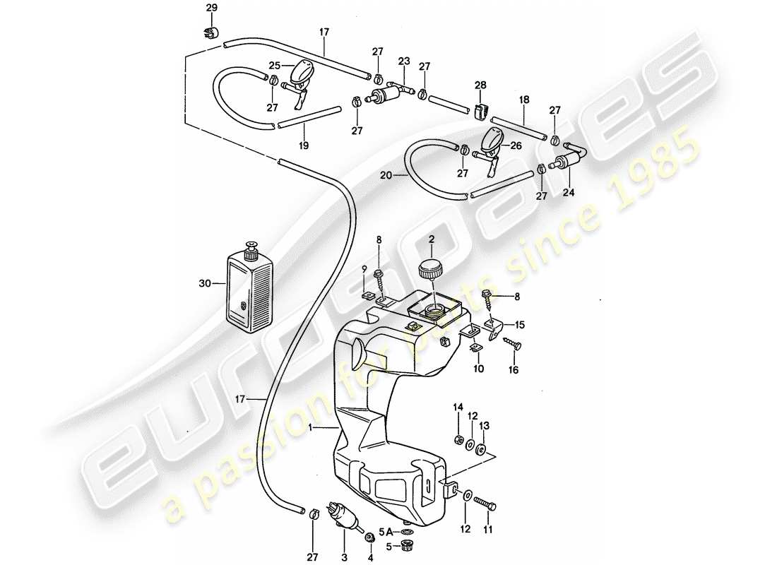 porsche 944 (1989) windshield washer unit part diagram