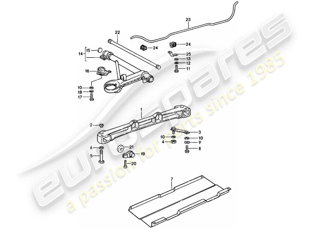 porsche 911 (1983) front axle - stabilizer parts diagram