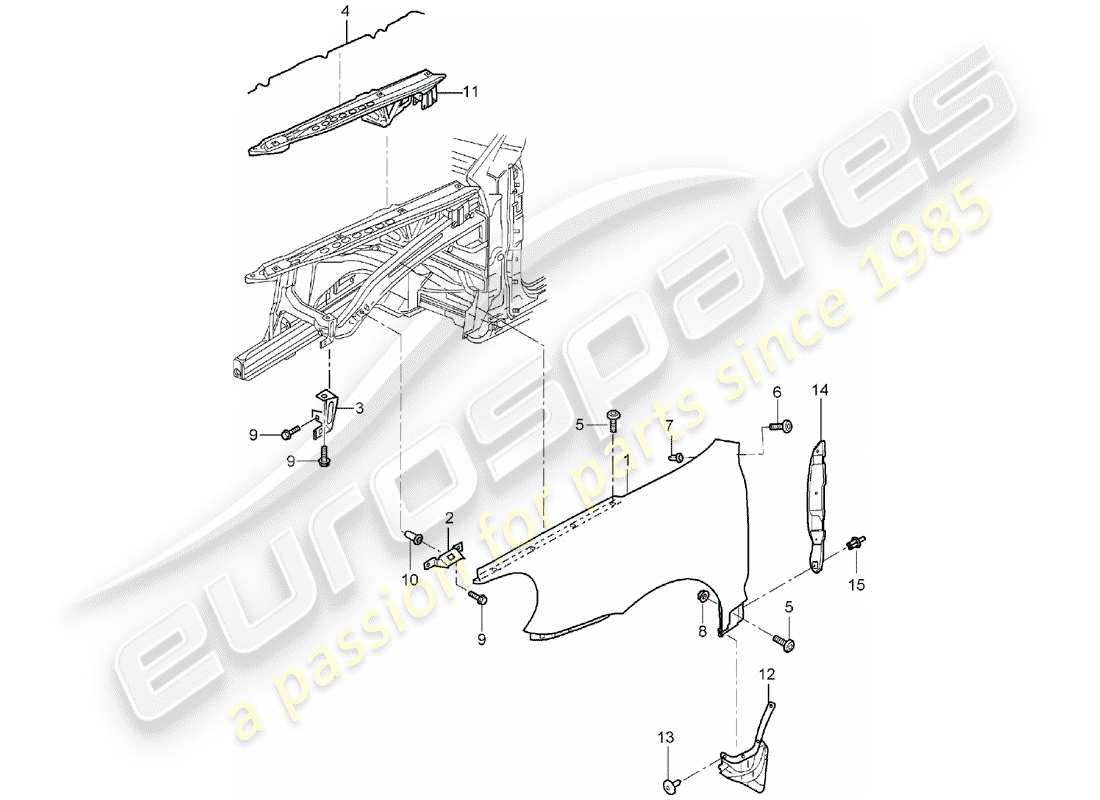 porsche cayenne (2005) fender part diagram